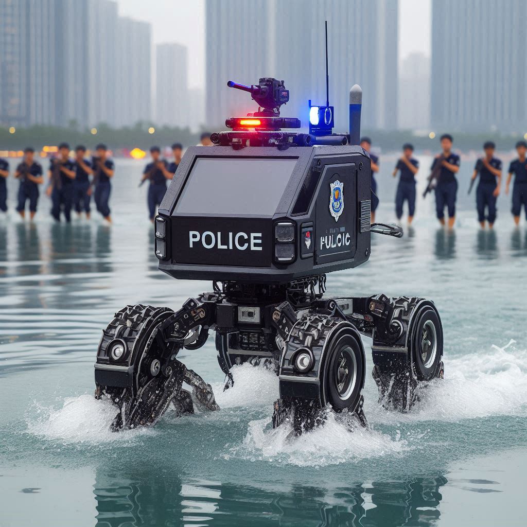 Un robot policía chino es capaz de perseguir a delincuentes en el agua