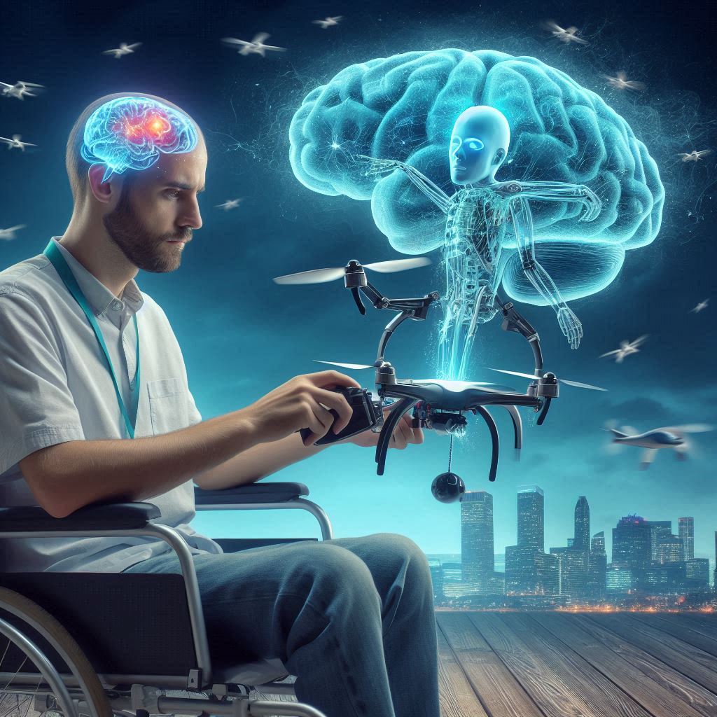 Un paralítico con implante cerebral controla un dron con la mente