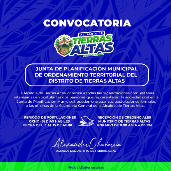 Convocan a representantes de la sociedad civil para junta de planificación en Tierras Altas