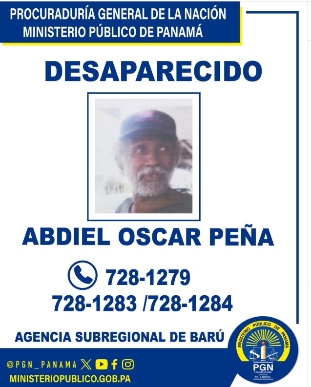 Buscan a hombre desaparecido en Barú desde el 18 de abril
