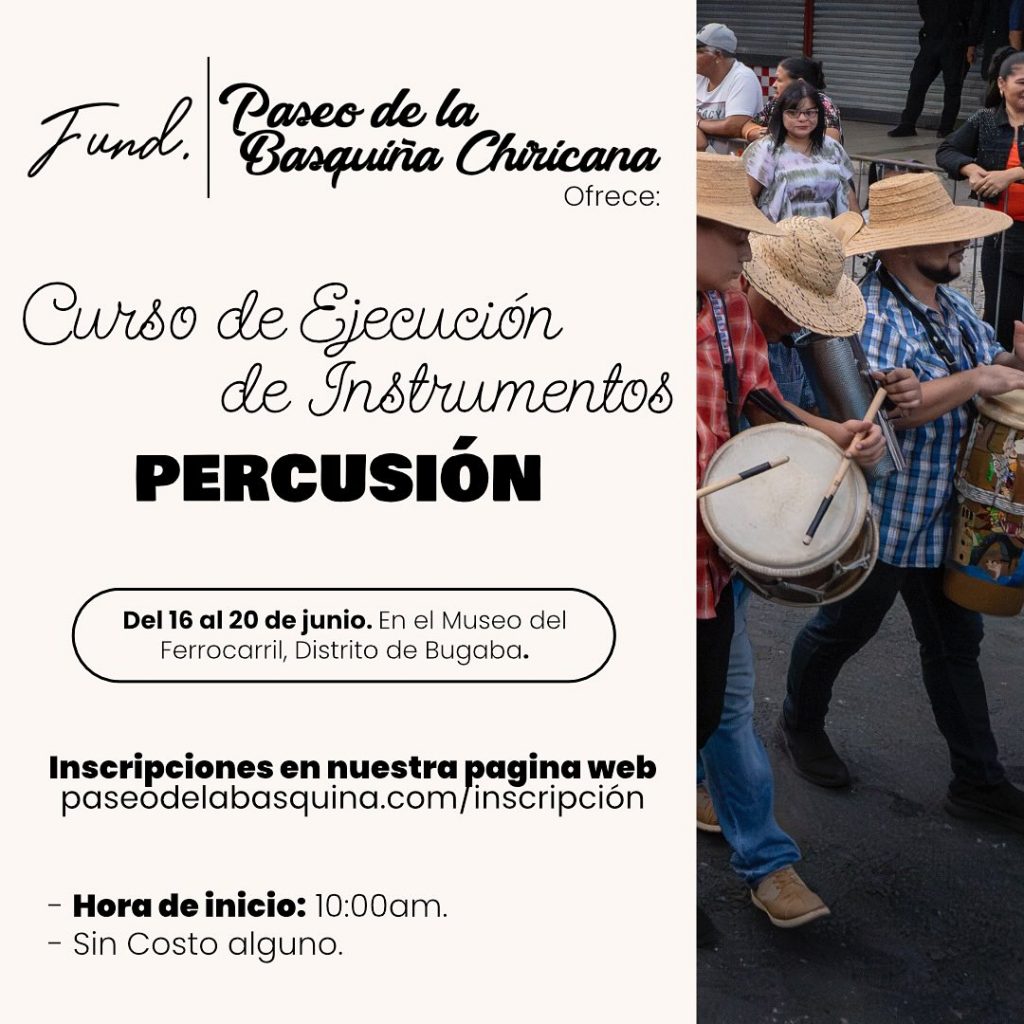Curso gratuito de percusión se desarrolla en el Museo del Ferrocarril en Bugaba