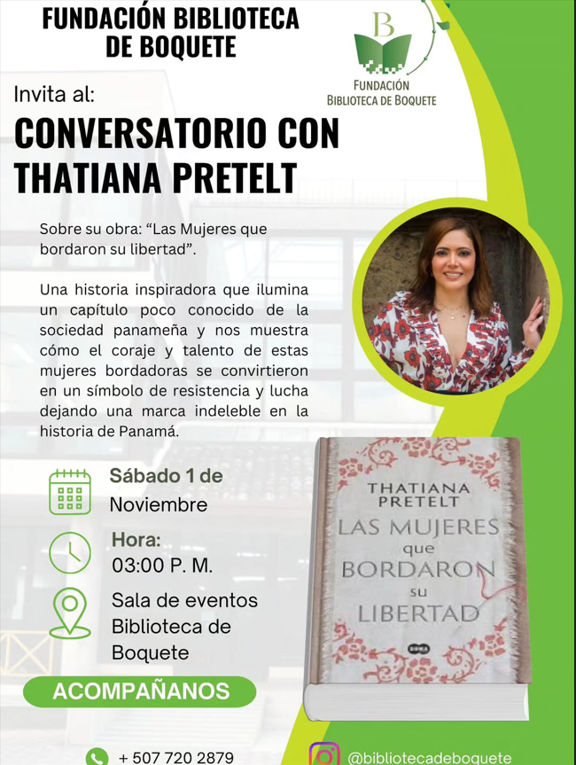 Biblioteca de Boquete realizará conversatorio con la escritora Thatiana Pretelt