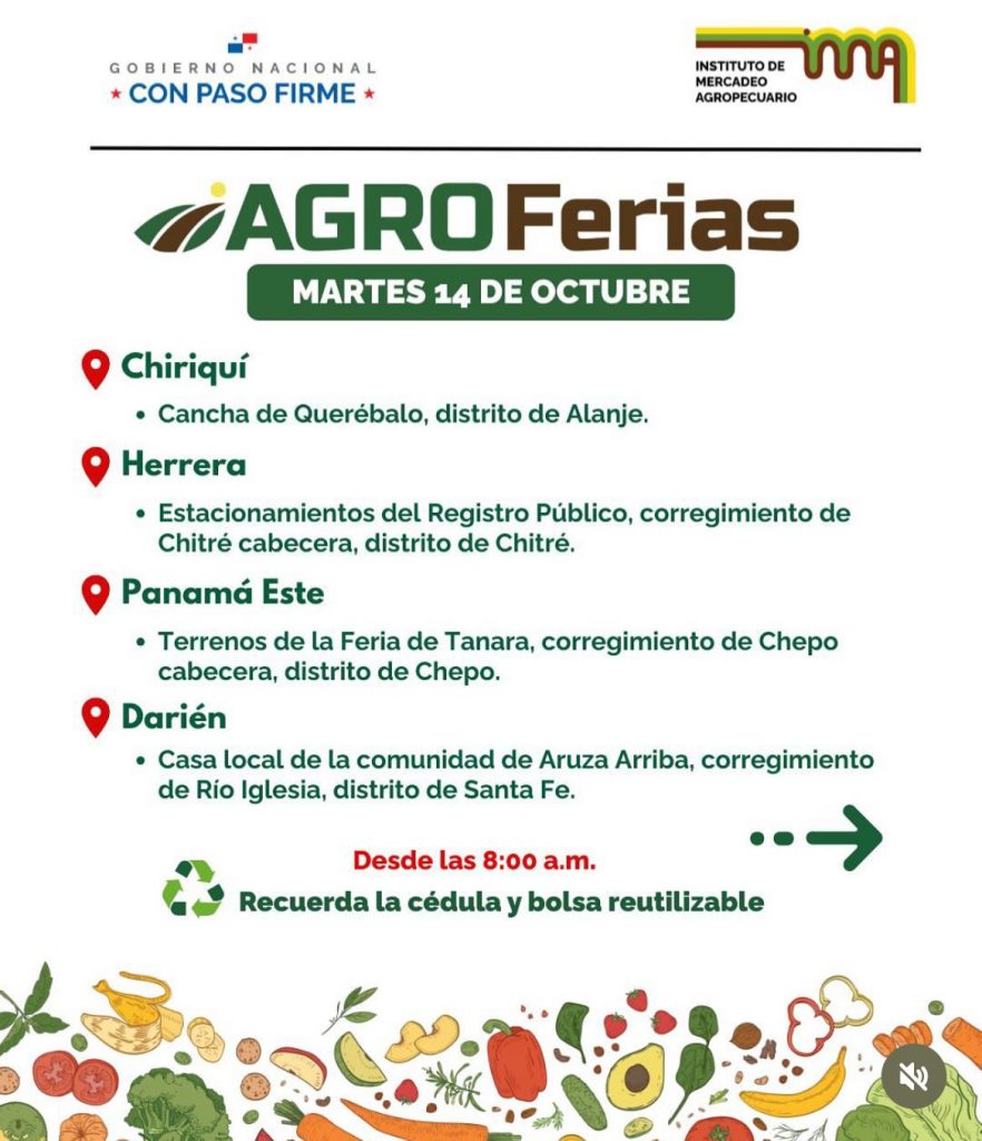 El IMA realizará Agroferia en Querévalo, distrito de Alanje, con productos frescos y precios accesibles