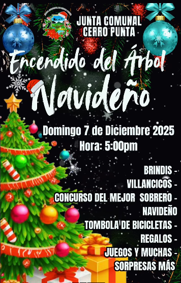 Cerro Punta invita al encendido de su árbol navideño este domingo 7 de diciembre