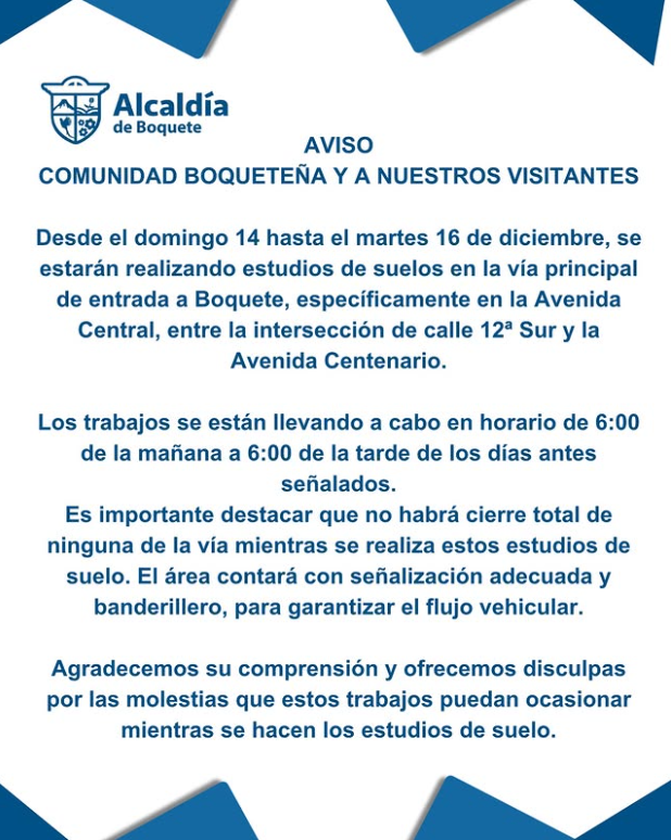 Realizan estudios de suelo en la vía principal de acceso a Boquete