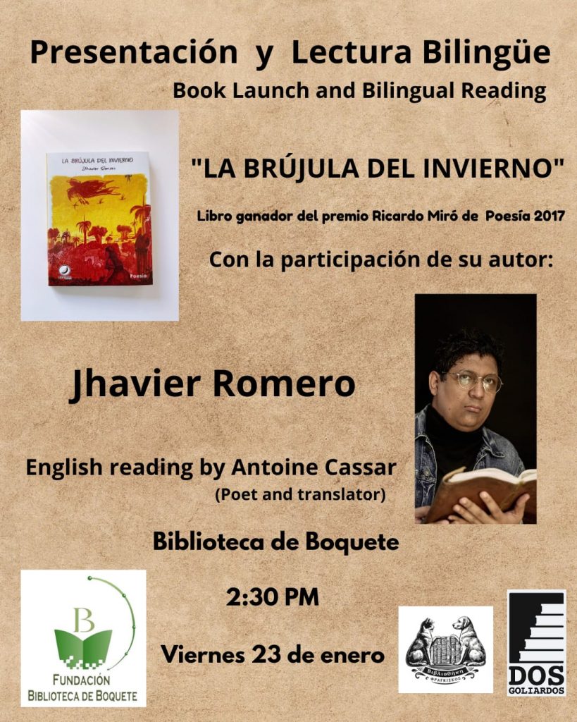 Biblioteca de Boquete realizará lectura bilingüe de poemario ganador del Ricardo Miró