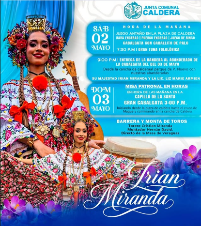 Caldera anuncia fiestas patronales por el Día de la Santa Cruz