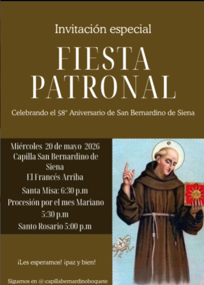 El Francés Arriba celebrará el 58 aniversario de San Bernardino de Siena