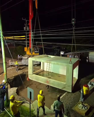 MOP instala cajón pluvial de 36 toneladas en la avenida Centenario de Boquete